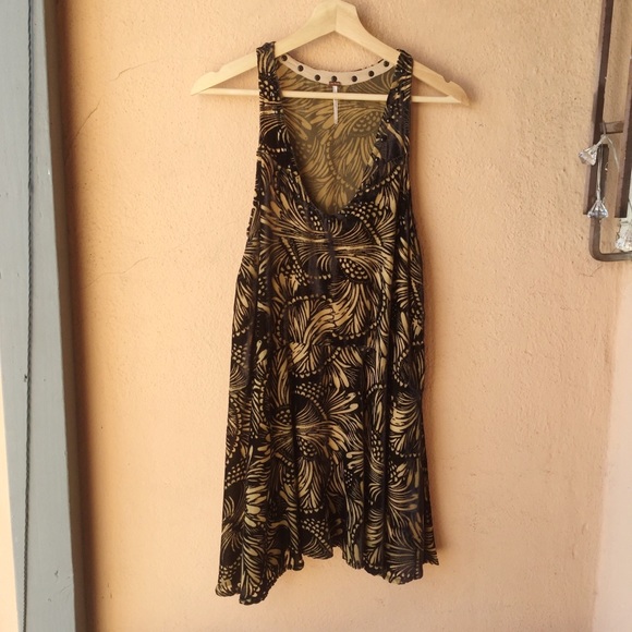 Free People Ellie velvet burnout mini dress yellow - Picture 3 of 6